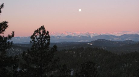 Moonset at Sunrise, Sangre de Cristo Mountains, CO