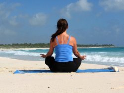 Half Lotus Pose on Playa del Carmen Beach, Mexico