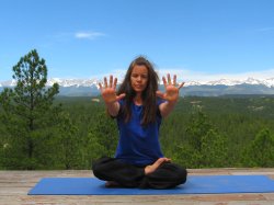 Hand Stretch with Finger Extension, view of Sangre de Cristo Mountains, Colorado