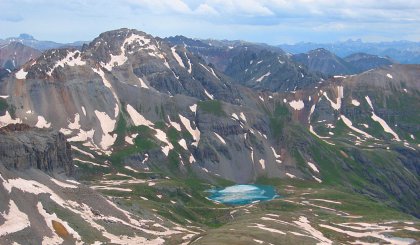 Ice Lake, seen from Vermillion Peak, near Telluride, CO
