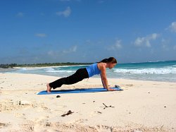 Yoga Plank Pose, Xpuha Beach, Playa del Carmen, Mexico