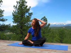 Trapezius stretch, ear to left shoulder