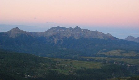 Sunrise over Wilson Peak Massive as seen from Dallas Peak, San Juan Mountains, Colorado