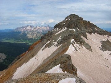 Golden Horn as seen from the summit of Vermillion Peak, CO, Wilson Massive in Background