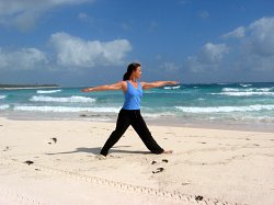 Yoga, Modified Warrior II Pose, Xpuha Beach, Playa del Carmen, Mexico