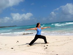Yoga, Warrior II Pose, Xpuha Beach, Playa del Carmen, Mexico
