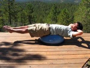 Back lying extension on the Bosu Ball