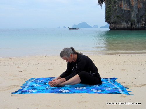 Photo of Elle Bieling doing Butterfly Pose in Yin Yoga