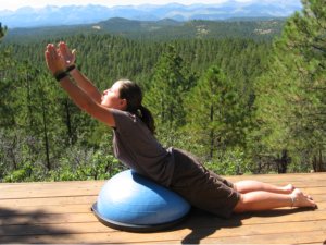 Modified Locust Pose on the Bosu Ball
