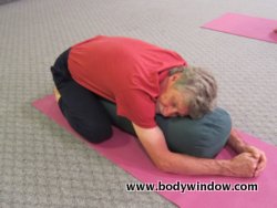 Child's Pose, with Yoga Bolster, Head Right