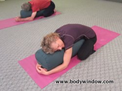 Child's Pose, with Yoga Bolster, Head Left