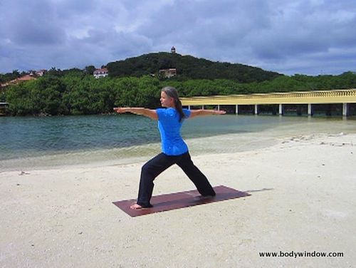 honduras, yoga pose warrior II