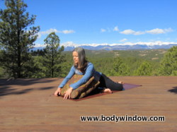 Broken Pigeon Pose, Supported with Cushions, Upright