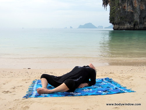 Photo of Elle Bieling doing the Fish Pose in Yin Yoga