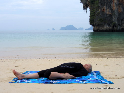 Yin Yoga, Half-Saddle Pose, Full Lying Position